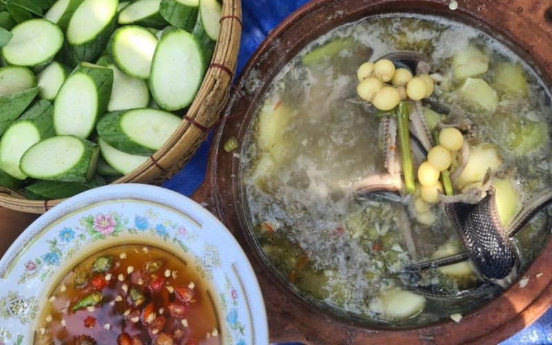 Lẩu rắn hầm sả nóng hổi, sẵn sàng thưởng thức