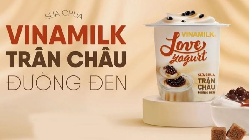 Lốc 4 hộp sữa chua trân châu Vinamilk Love Yogurt vị đường đen 100g giúp giảm căng thẳng