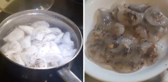 Luộc bánh bột lọc nhân thịt cho đến khi vỏ bánh trong veo