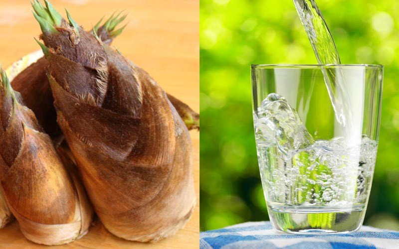 Măng tươi chuẩn bị ngâm nước lọc để khử đắng