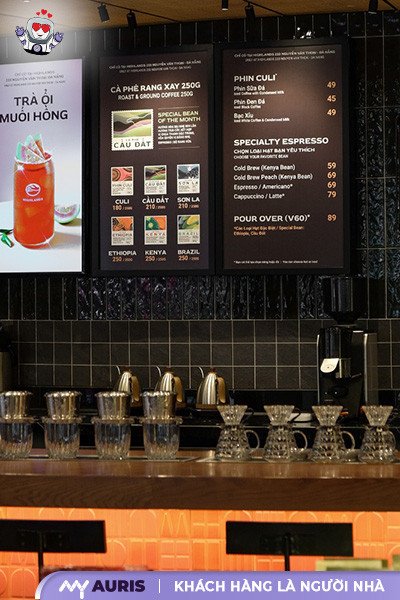 Menu Highland đa dạng các loại cà phê