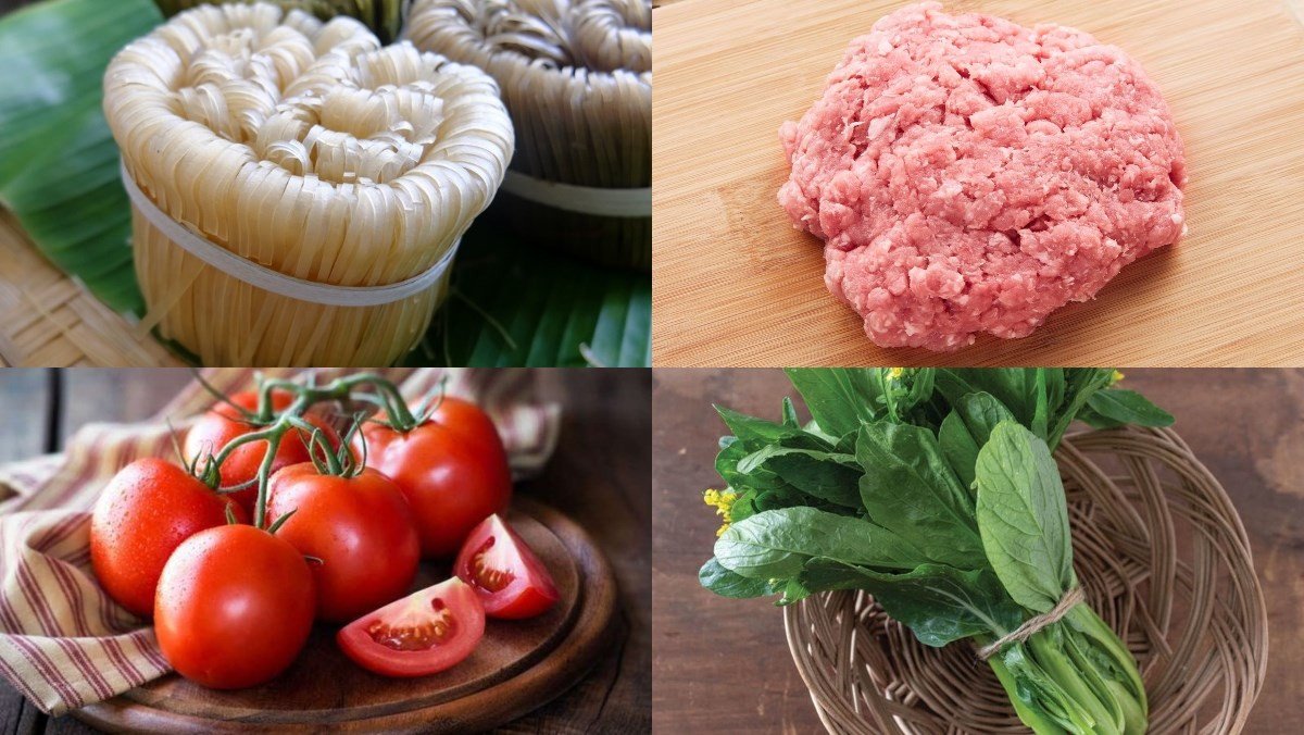 Mì gạo cà chua thịt băm