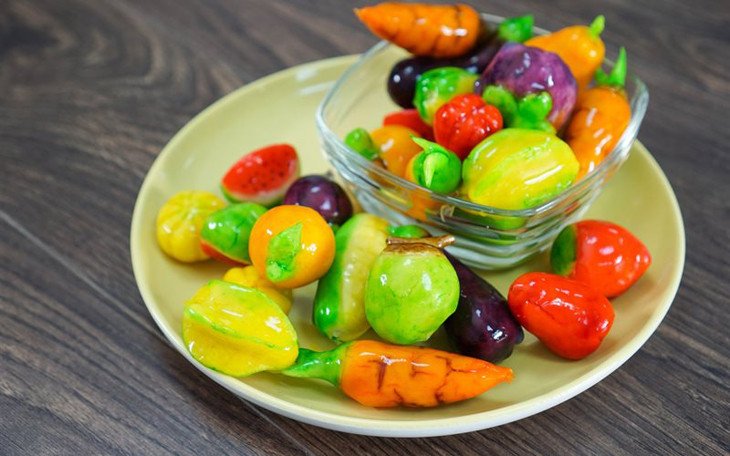 Món bánh đậu xanh trái cây thành phẩm đẹp mắt