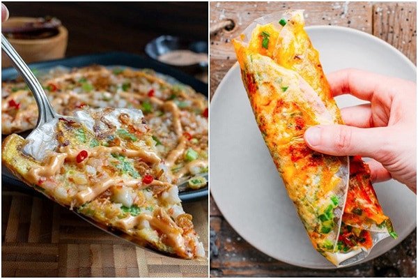 món bánh tráng nướng vỉa hè làm bằng chảo chống dính