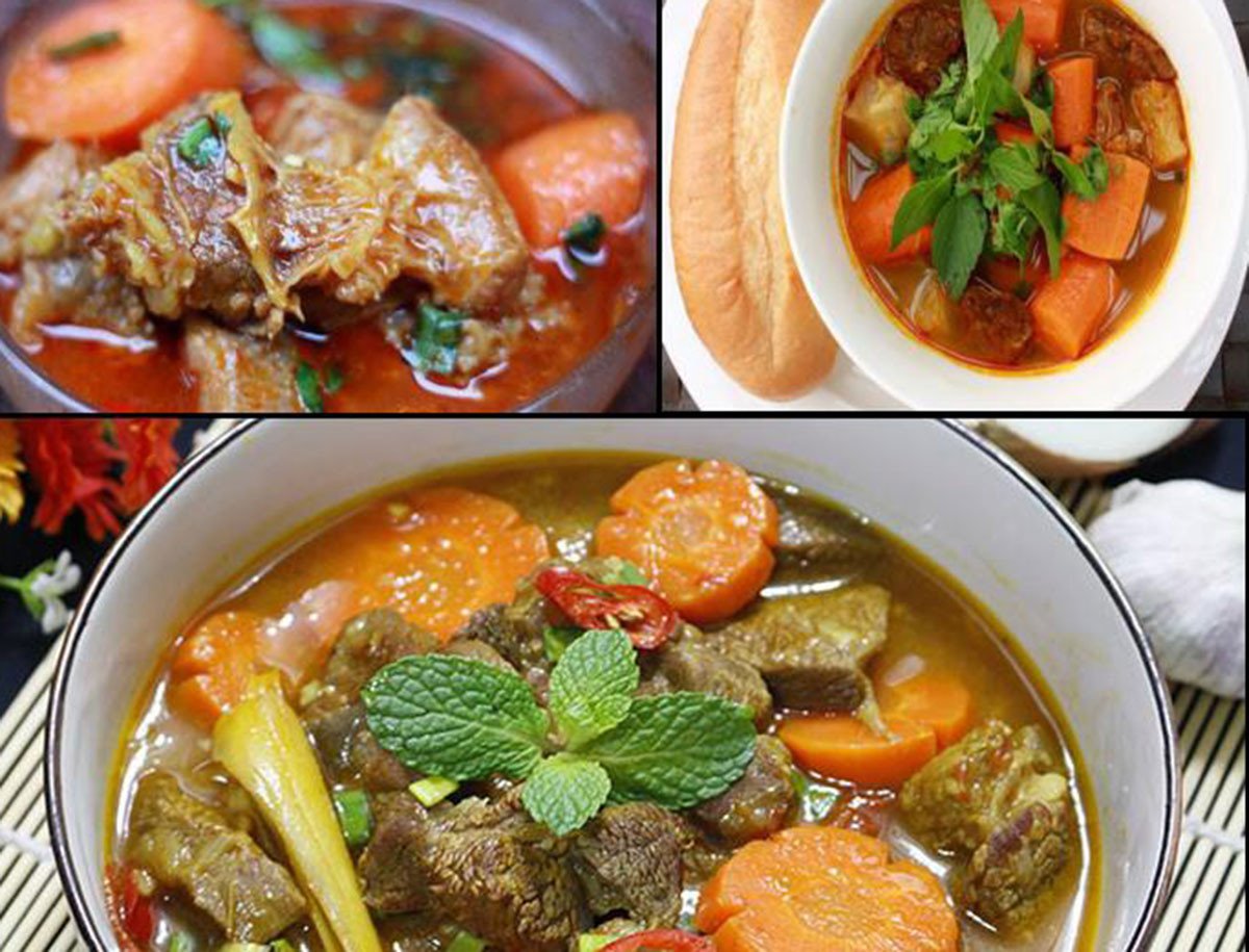 Món bò kho thơm ngon đậm đà với thịt bò mềm và rau củ