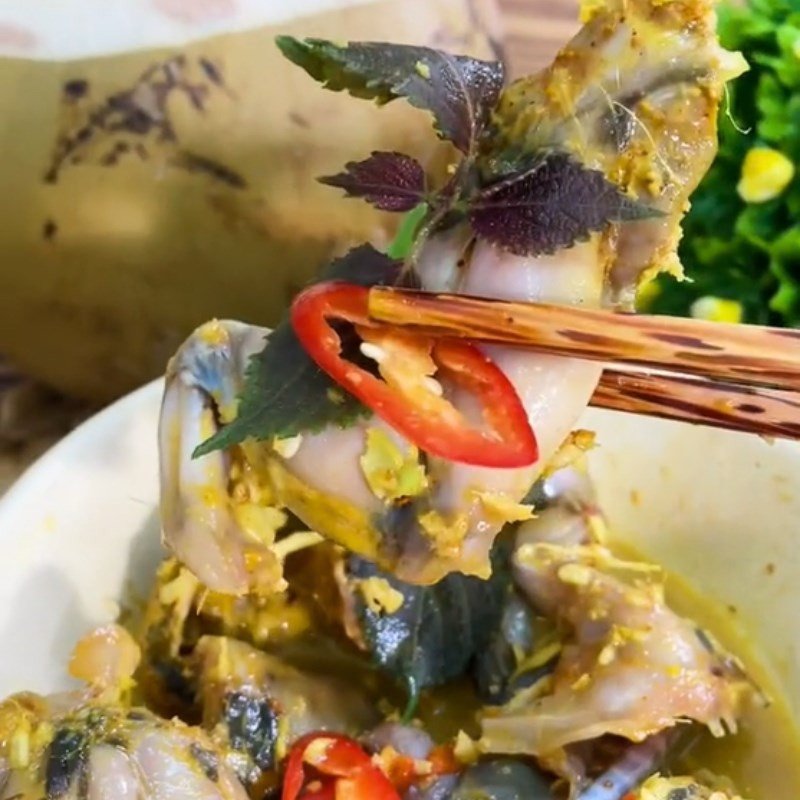 Món cà ri ếch hấp trái dừa đã hoàn thành, thơm ngon