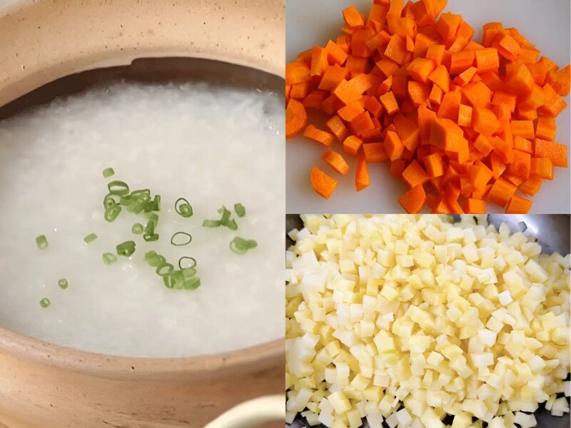 Món cháo tôm cà rốt khoai tây hấp dẫn giàu dinh dưỡng