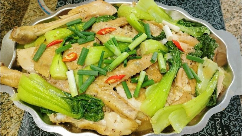 Món gà hấp cải thìa thơm ngon bổ dưỡng