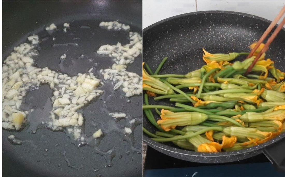 Món hoa bí xào tỏi thơm ngon đã hoàn thành