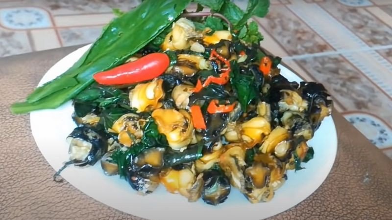 món ốc lá lốt xào thành phẩm hấp dẫn