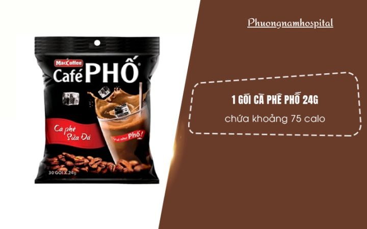 Một gói cà phê Phố 24g chứa 75 calo và thành phần dinh dưỡng cơ bản