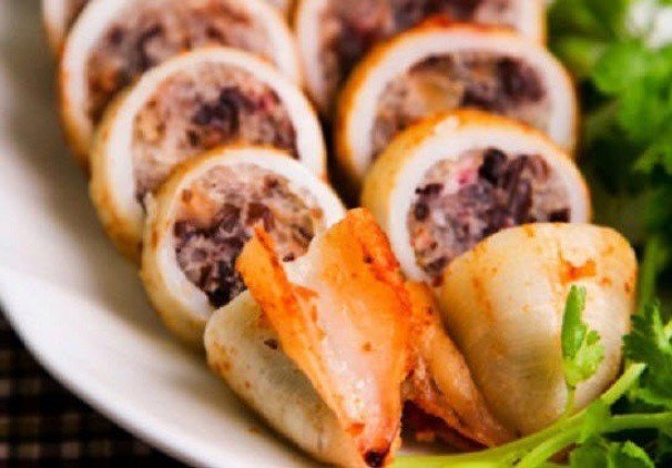 Mực dồn thịt chiên/nướng vàng ươm