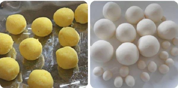 Nặn nhân đậu xanh béo bùi vào vỏ bánh trôi nước miền Nam