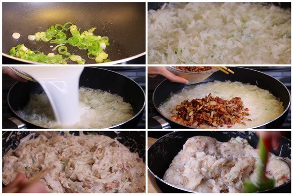 Nấu bánh củ cải trên lửa vừa