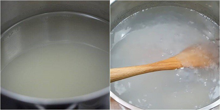 Nấu bột rau câu với nước dừa