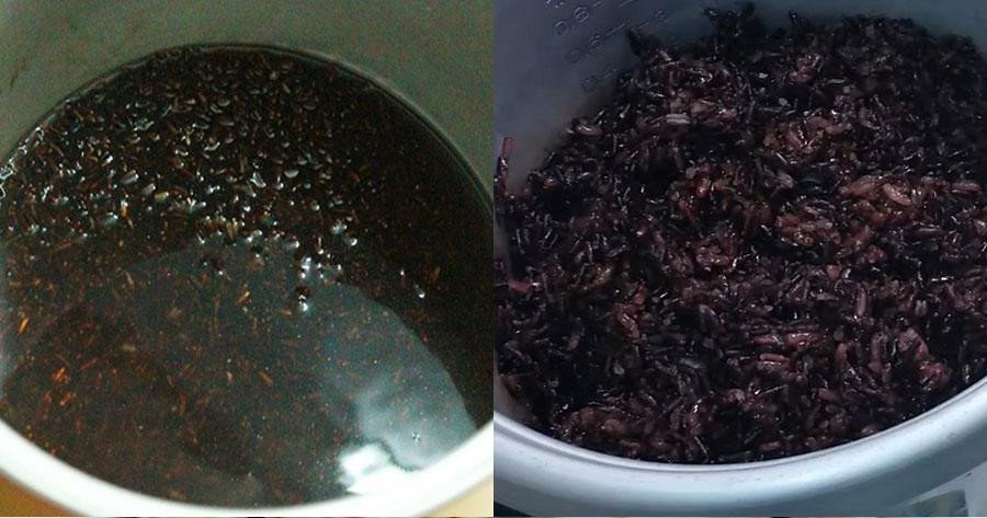 Nấu cơm nếp cẩm dẻo thơm