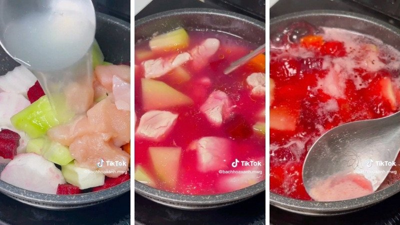 Nấu hoàn chỉnh món canh gà với rau củ thơm lừng