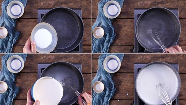 Nấu nước cốt dừa để ăn kèm thạch sương sáo