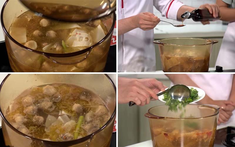 Nấu nước dùng bún vịt sả trong nồi lớn