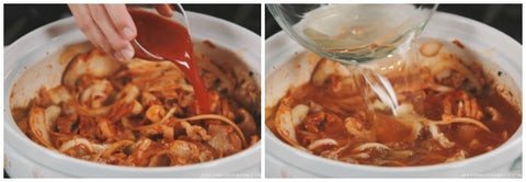 Nấu nước dùng lẩu kim chi đậm đà