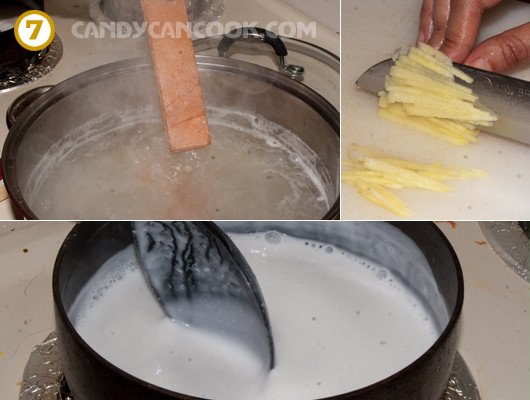Nấu nước đường nâu gừng thơm lừng để chan vào chè trôi nước sau khi luộc