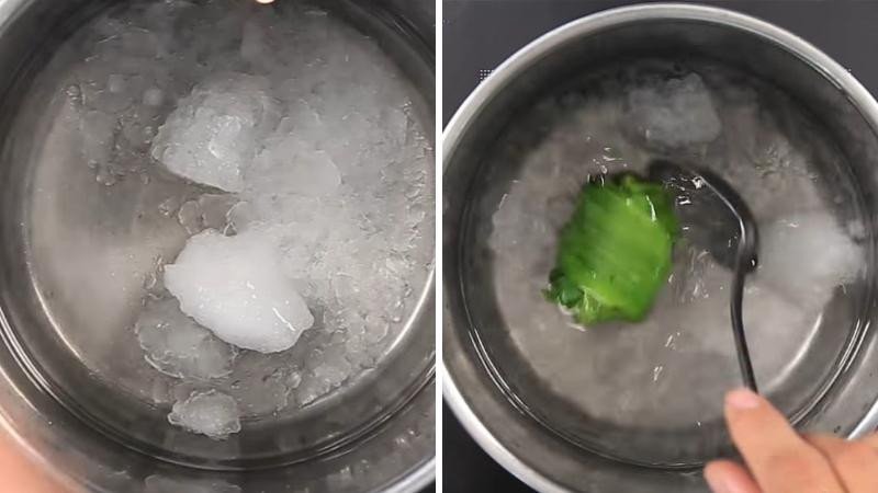 Nấu nước đường phèn cùng lá dứa tạo hương thơm