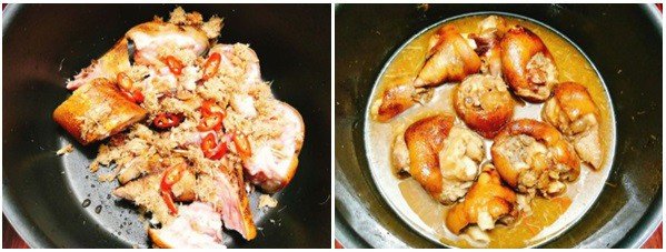 Nấu thịt giò heo giả cầy