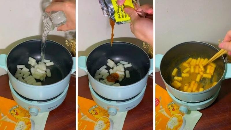 Nấu tokbokki gói