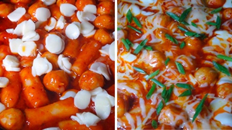 Nấu Tokbokki phô mai với sốt sánh mịn