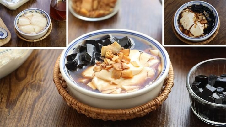 Người đang thưởng thức tào phớ với topping đa dạng