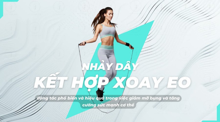 Người phụ nữ đang nhảy dây kết hợp xoay eo