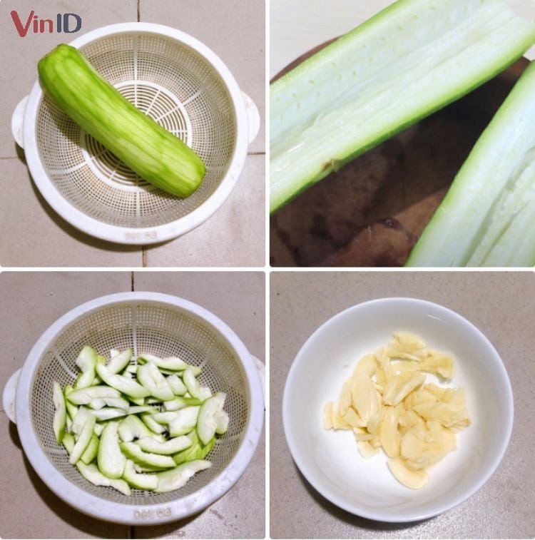 Nguyên liệu bầu và tỏi được sơ chế