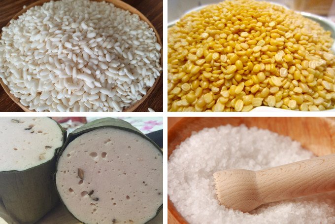 Nguyên liệu cần có để nấu xôi đỗ xanh bằng xửng hấp nồi cơm điện