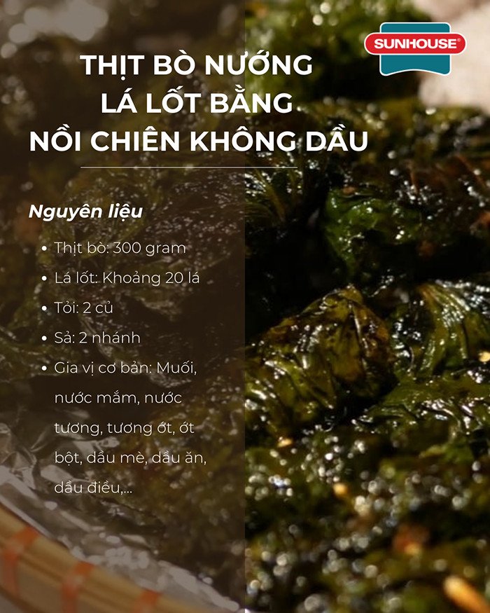 Nguyên liệu cần thiết để làm thịt bò nướng lá lốt thơm ngon bằng nồi chiên không dầu