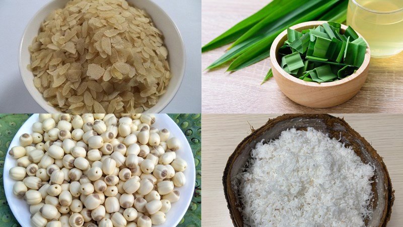 Nguyên liệu chè cốm hạt sen lá dứa
