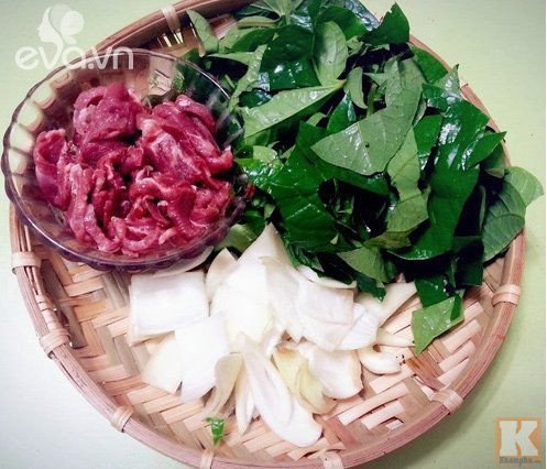 Nguyên liệu chính cho món thịt bò xào lá lốt.