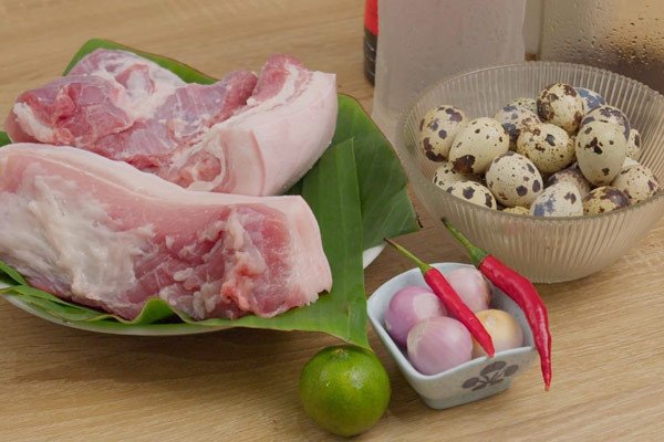 Nguyên liệu chính cho món thịt kho trứng cút nước dừa