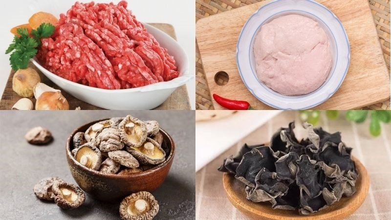 Nguyên liệu chính cho món thịt viên mộc nhĩ