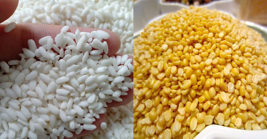 Nguyên liệu chính cho món xôi vò nước dừa miền Nam: nếp, đậu xanh, dừa