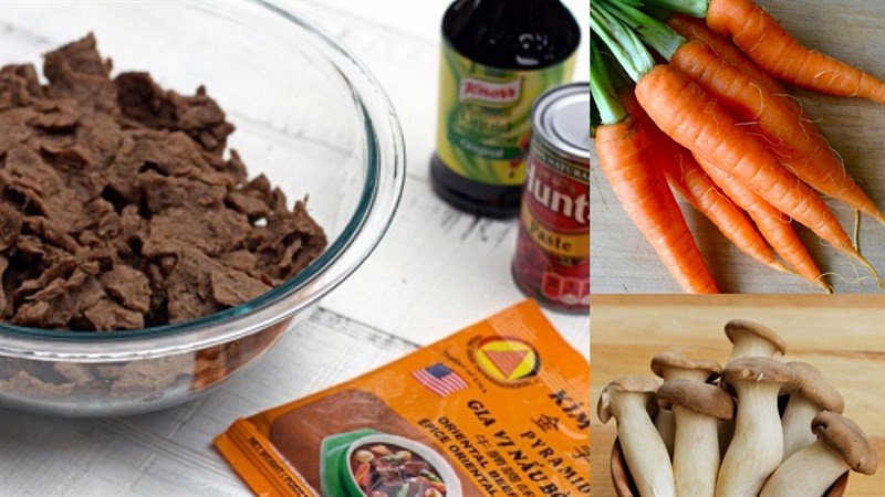 Nguyên liệu chính chuẩn bị cho món bò kho chay đậm vị
