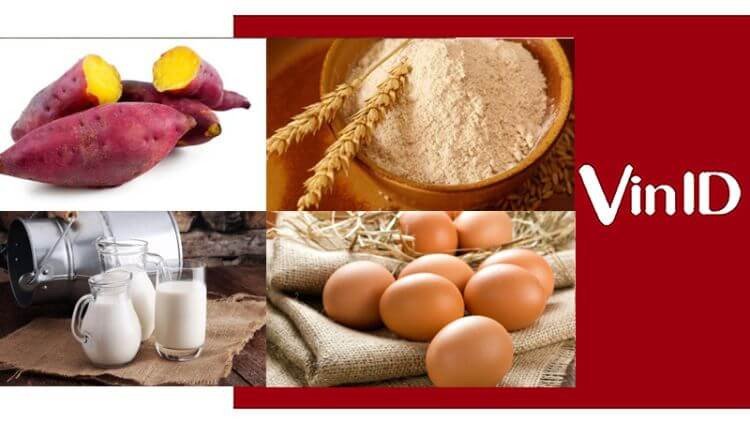 Nguyên liệu chính làm bánh khoai lang nướng bằng lò