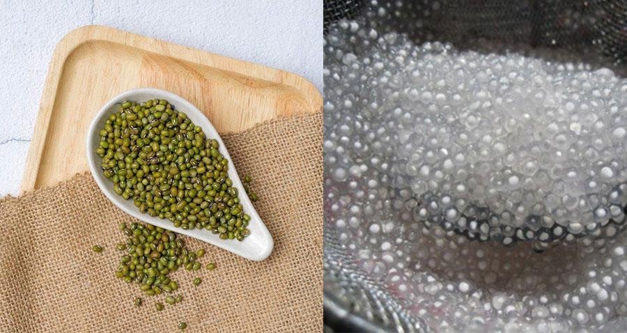 Nguyên liệu chính làm chè đậu xanh bột báng tươi ngon