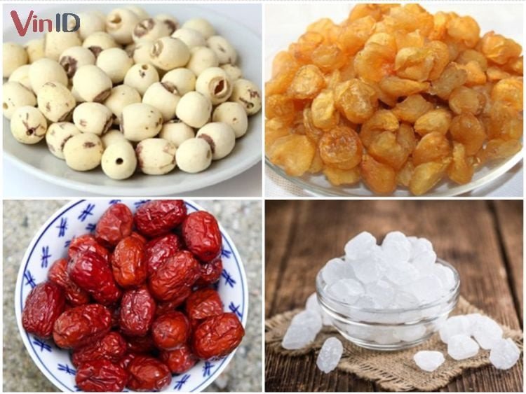 Nguyên liệu chính làm chè long nhãn táo đỏ bổ dưỡng