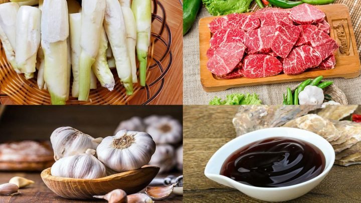 Nguyên liệu chính làm món củ niễng xào thịt bò