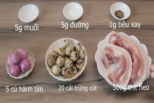 Nguyên liệu chính làm món thịt kho tàu trứng cút