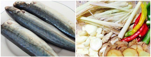 Nguyên liệu cho cá nục kho riềng sả