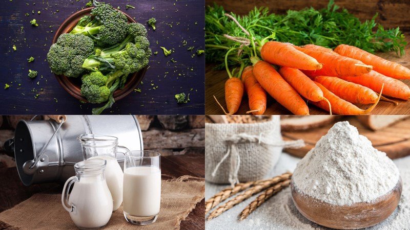 Nguyên liệu cho cách nấu súp kem rau củ thập cẩm