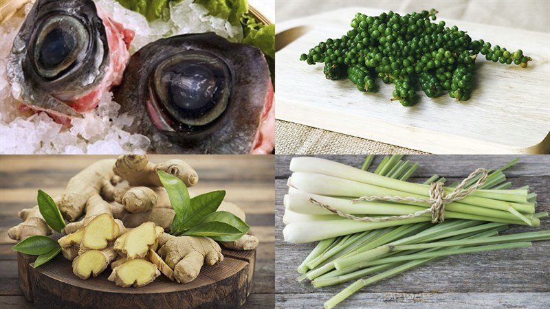 Nguyên liệu cho món mắt cá ngừ đại dương hầm tiêu xanh