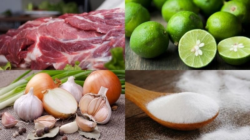 Nguyên liệu cho món thịt lợn xào chua ngọt