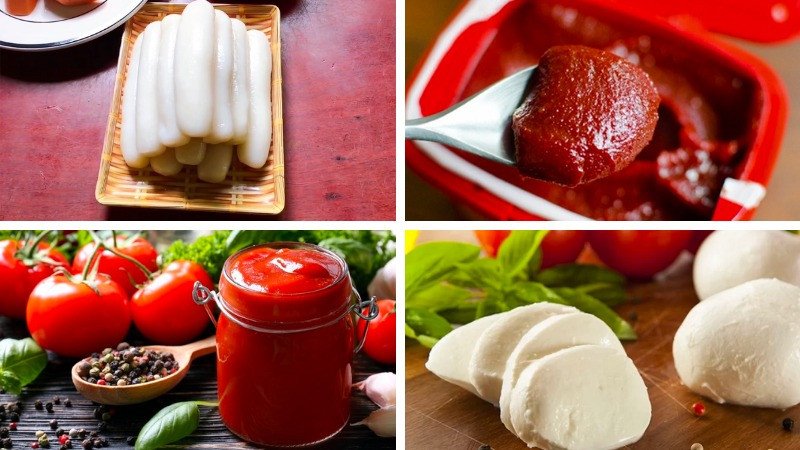 Nguyên liệu cho món Tokbokki phô mai